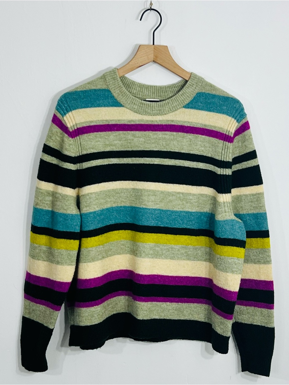 A New Day Cute Muted Natural Colors Striped Pullover Crew Neck Knit Sweater XXL